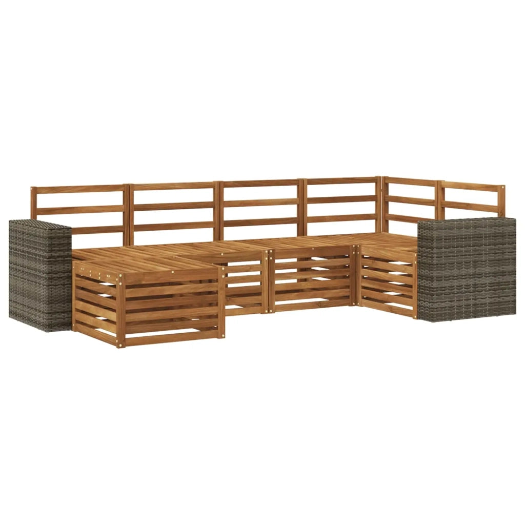 Set di divani da esterno 6 pz Naturale Poliestere 3384575