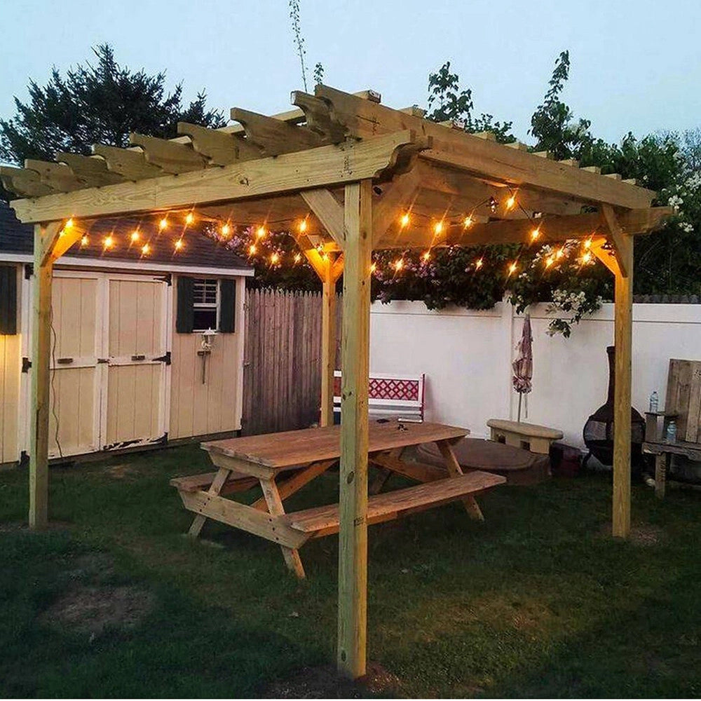 Trade Shop - Catena Luminosa Con 10 Portalampada E27 Luci Decorative Prolungabile Ip54 P01-s01-10 - Nero