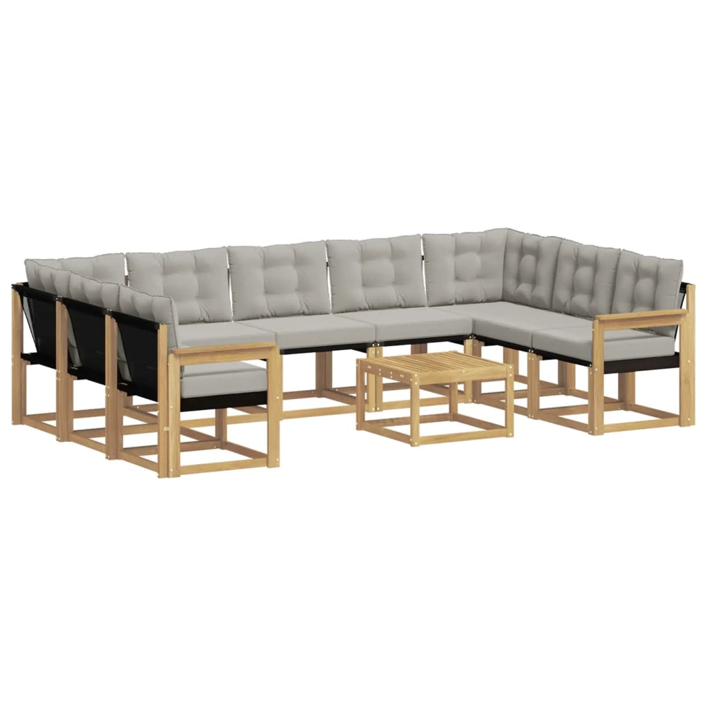 Set di divani da esterno 10 pz Bianco e Grigio Chiaro 3389877