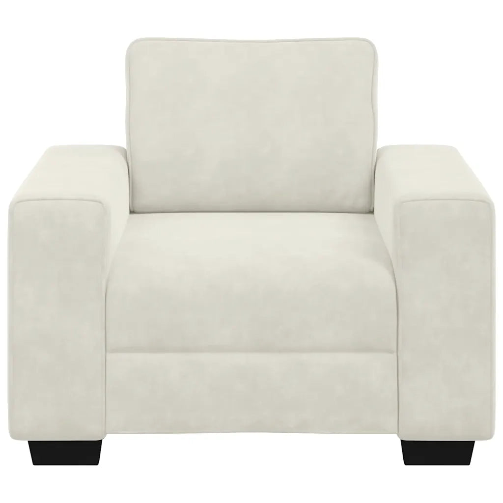 Divano Sedia Crema 100x77x82 cm Velluto 4105255