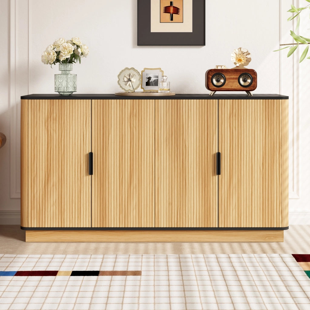 MADIA con ante effetto onde 139x40x75 cm naturale in truciolare