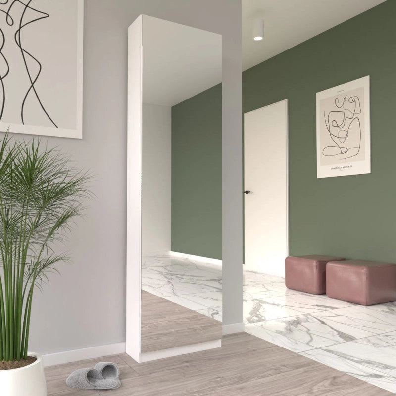 Scarpiera Nyx colore bianco con anta a specchio reversibile