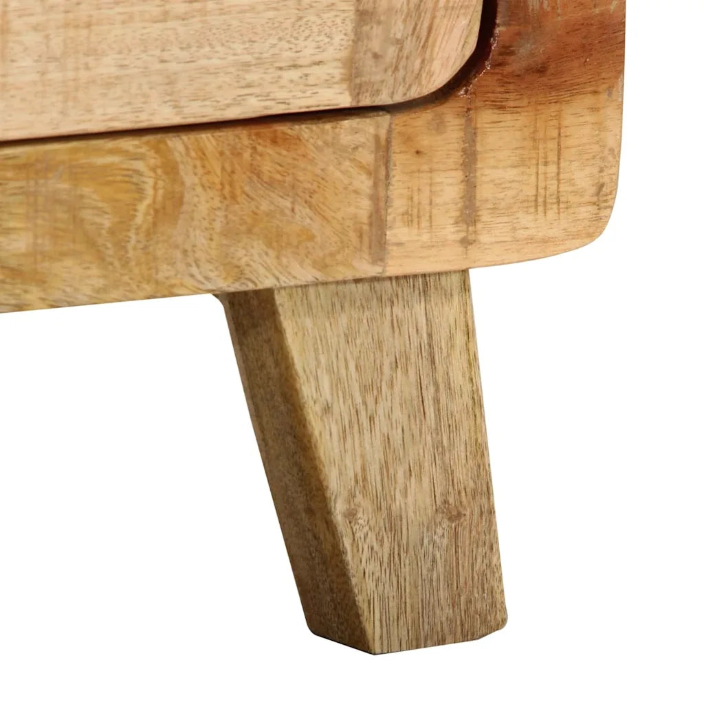 Comodini 2pz-Set di 2 Tavolino da notte 40x32x46 cm in Legno Massello di Mango Grezzo