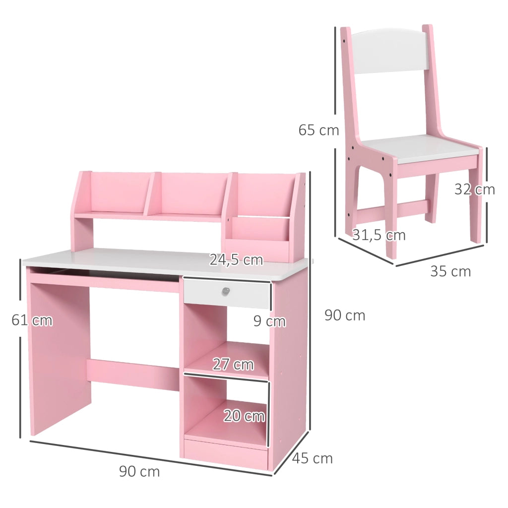 Scrivania bambini con sedia ¨C Minimal ¨C rosa 90x45x90 cm