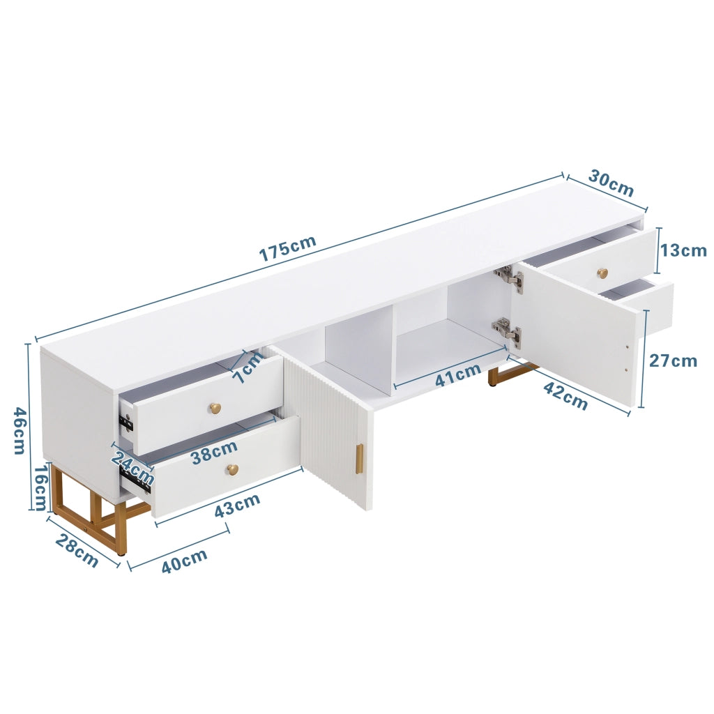 MOBILE TV 175 cm Bianco in MDF con 4 cassetti e 2 ante