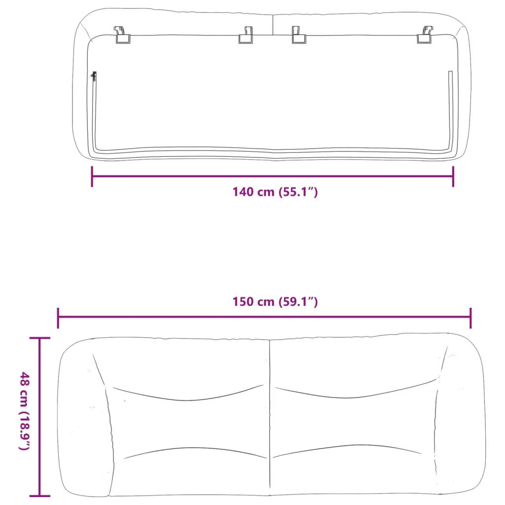 Cuscino Testiera Hvar Blu 140 cm in Tessuto 374582