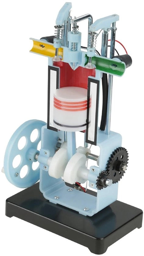 Modello di motore a quattro tempi - Materiale didattico per scienze naturali - Sperimentale - Costruzione in plastica/metallo - Dimensioni 17x11x30,5 cm - Modello di motore