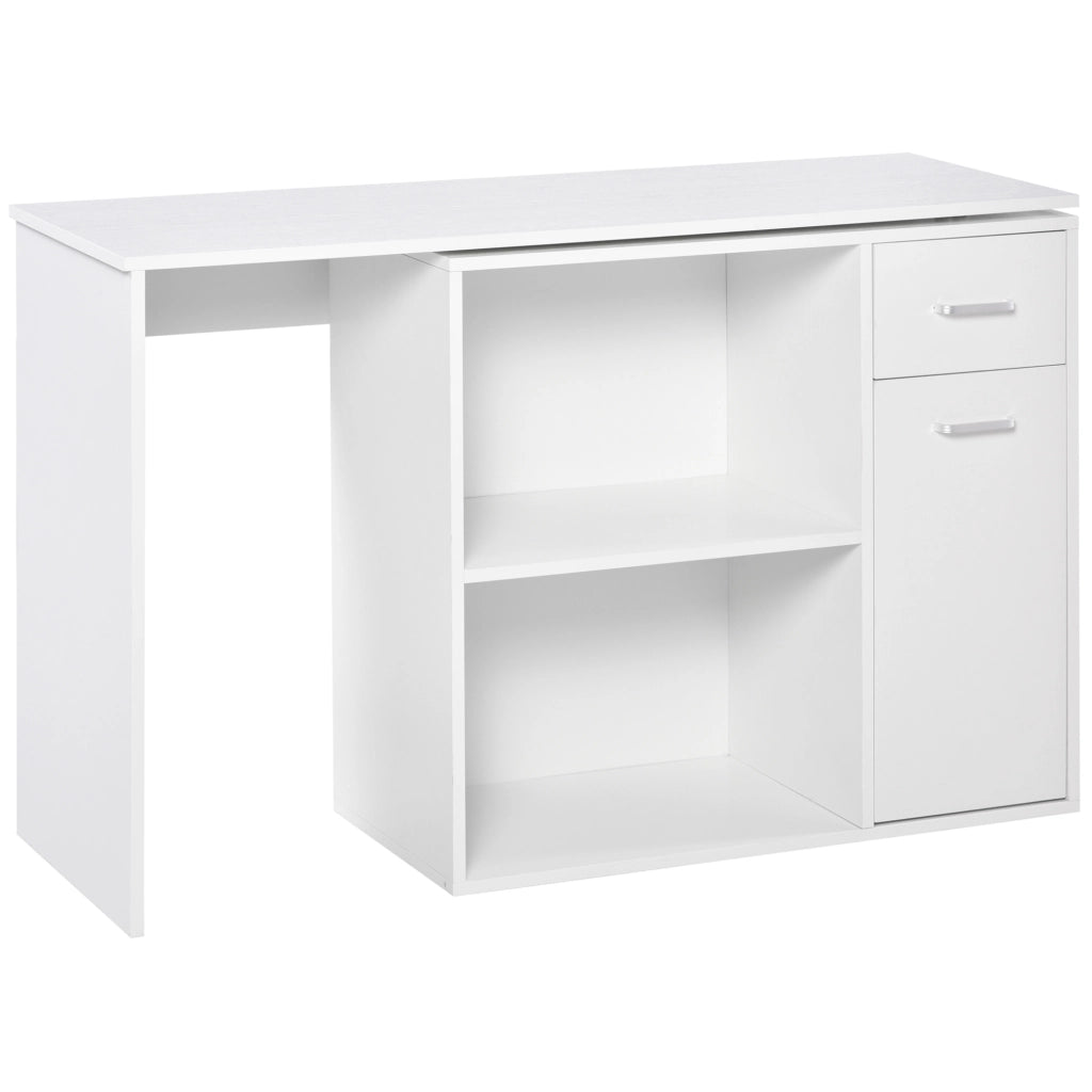Scrivania Angolare con Libreria in Legno Bianco ¨C Minimal ¨C 173x39.8x74 cm