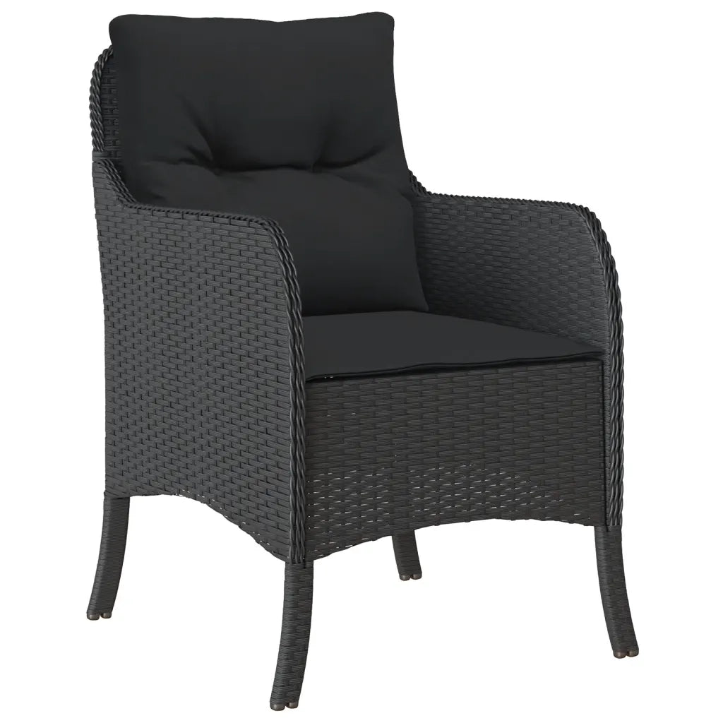 Set da Pranzo da Giardino 5 pz Nero con Cuscini in Polyrattan 3211850