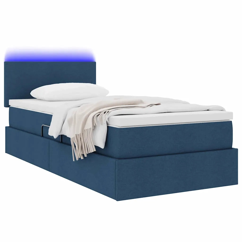 Letto con contenitore e LED con led Blu 100 x 200 cm Tessuto