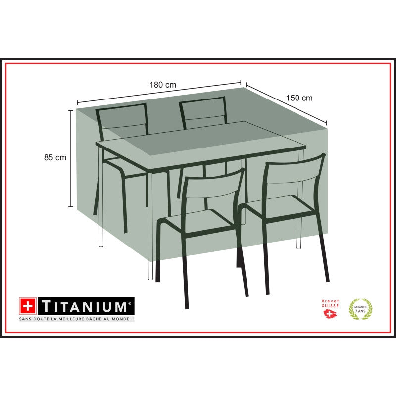 Copertura TITANIUMÂ® per tavolo rettangolare e sedie 180 x 150 x 85 cm
