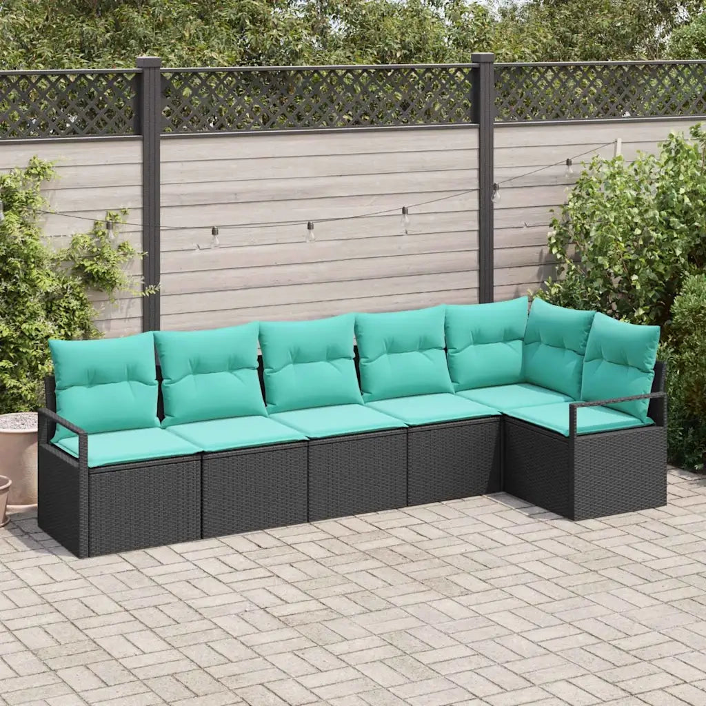 Set di divani 6 pcs Nero polyrattan 3346406