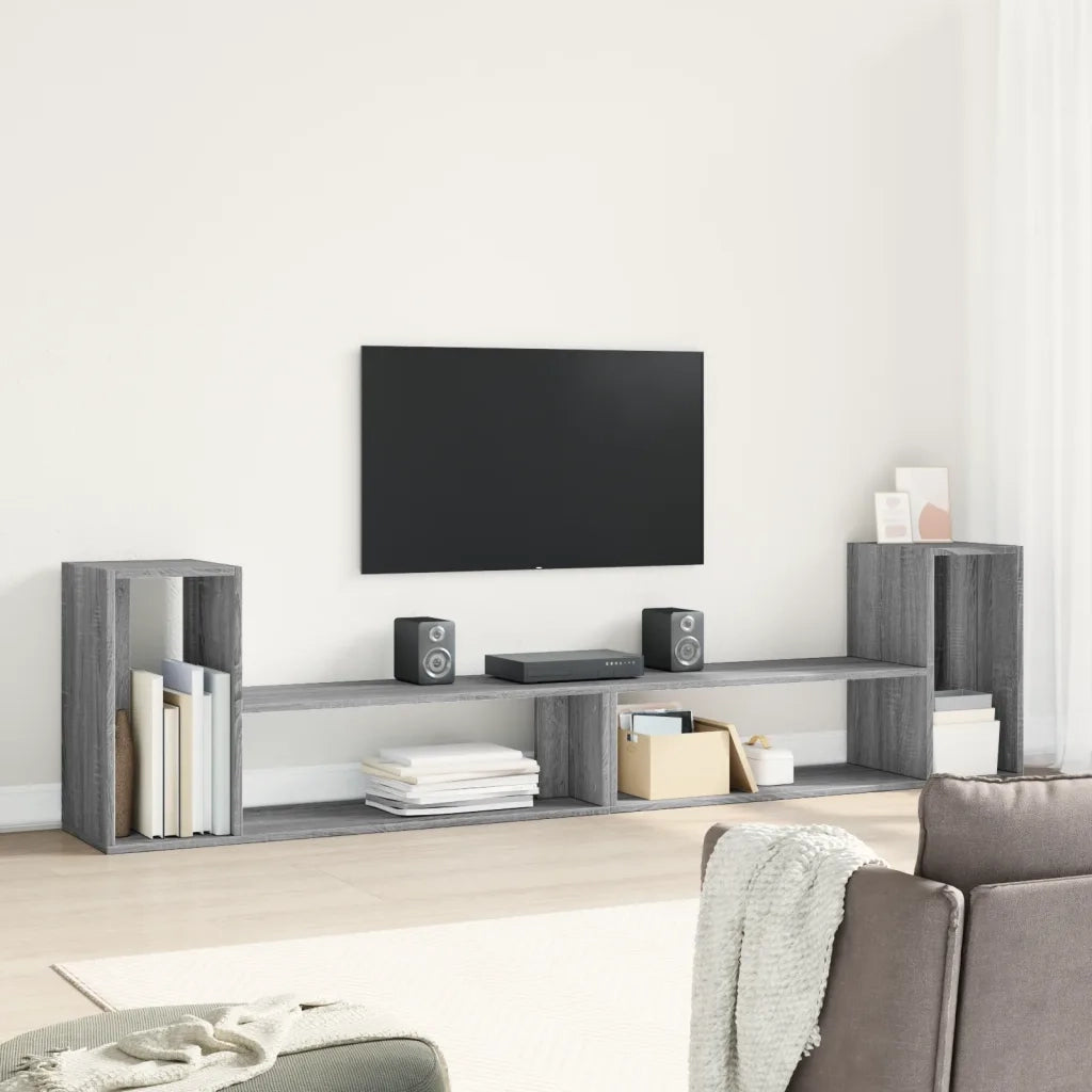 Mobili TV 2 pz-Credenza per TV Grigio Sonoma 100x30x50 cm in Legno Multistrato