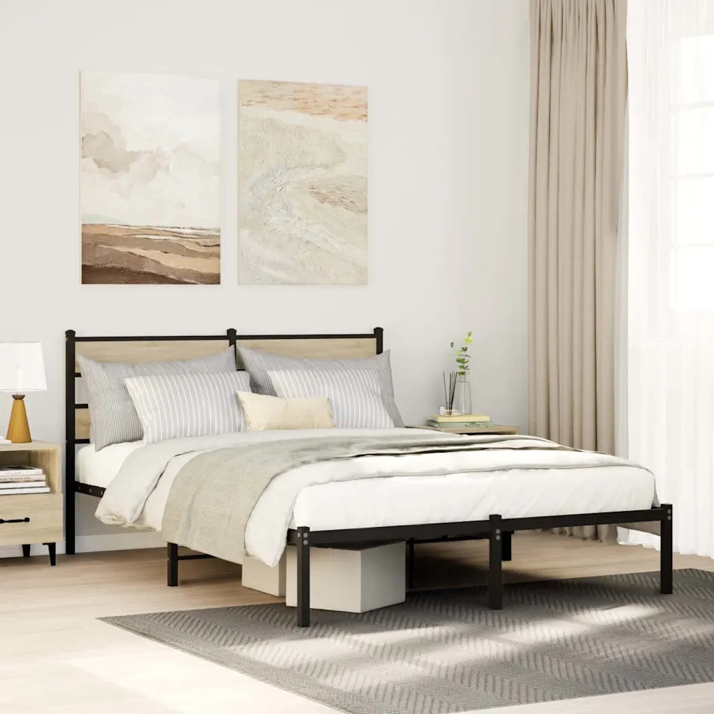 Giroletto senza Materaso in Metallo Rovere Sonoma 135x190 cm 4017101