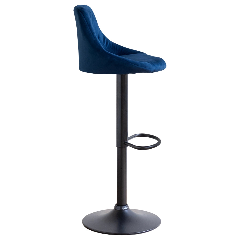 Set di 2 sgabelli da bar in velluto blu ROBIN