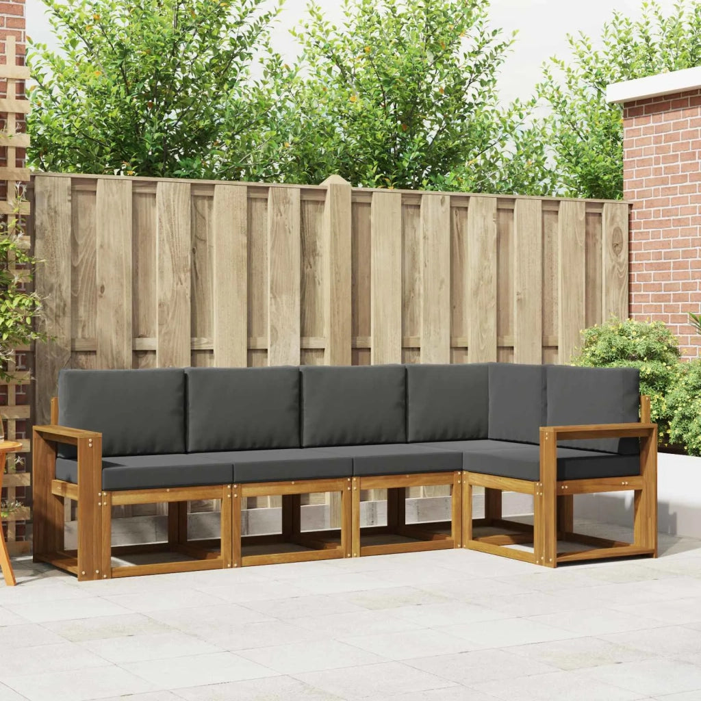 Set di divani da esterno con cuscino 5 pcs Naturale e Antracite 3366400