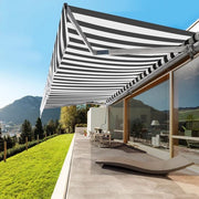 Ombrellone balcone 350x300cm – Parasole in alluminio – Braccio pieghevole con curvatura – Ombrello manuale - Grigio/Bianco