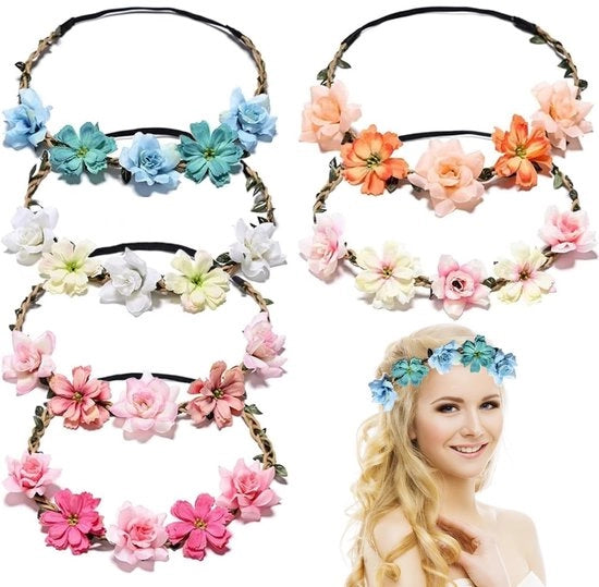 Corone di fiori di alta qualità - 6 pezzi - Fascia per donne/bambini - Matrimonio/festa - Riciclabile - Finitura realistica