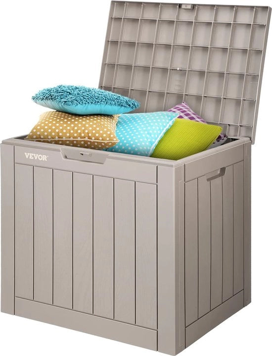 Cassa di Stoccaggio - Scatola per Cuscino - Cassa di Stoccaggio con Coperchio - Scatola per Cuscino - Deposito all'Aperto - Grigio - Cassa all'Aperto