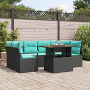 Set Divano da Giardino con cuscino 7 pcs Nero e blu 3349668