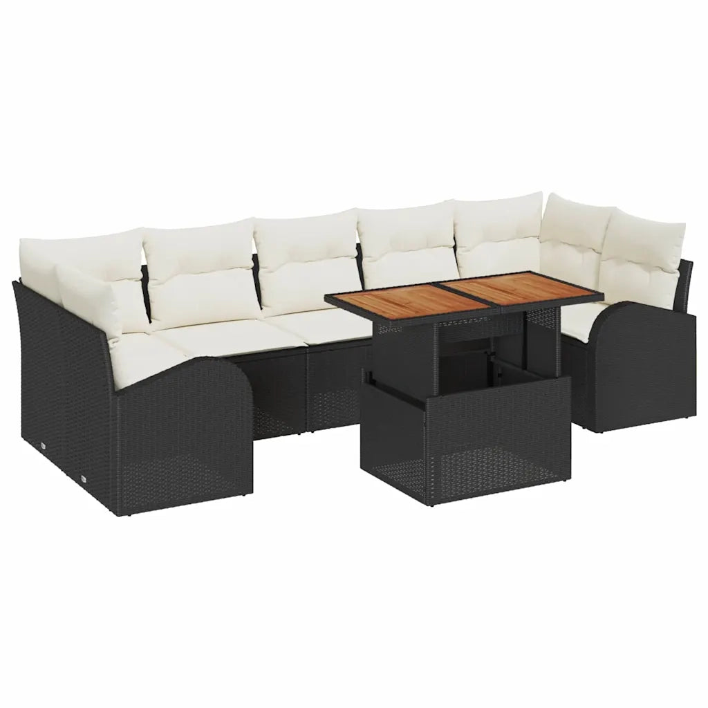 Set Divano da Giardino con archiviazione 8 pcs Nero Poly Rattan 3358287