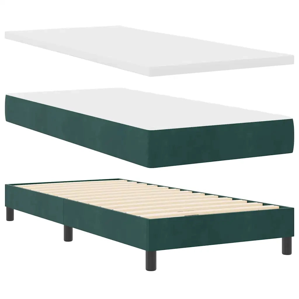 Letto a molle con materasso Verde Scuro 90 x 190 cm Velluto 3339143