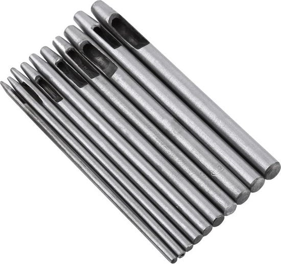 Strumento per forare pelle - 10 pezzi Forbici per forare buchi rotondi per DIY - 0.5-5mm.