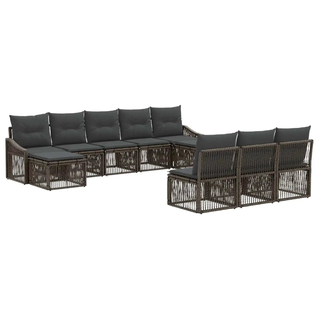 Set Divano da Giardino 10 pz Grigio polyrattan 3436127