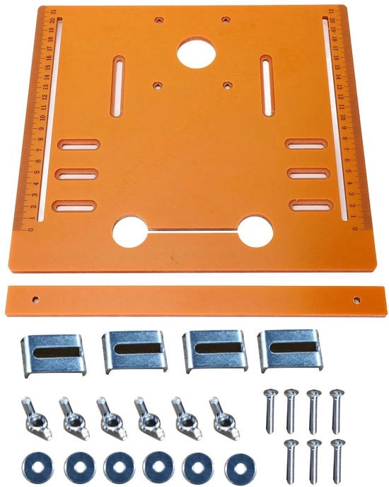 Guida circolare universale per sega - Piastra base 28x25cm - Spessore 5mm - Adatto per segatrici - Grande piastra di protezione - Sicuro ed efficiente - Guida circolare per sega.