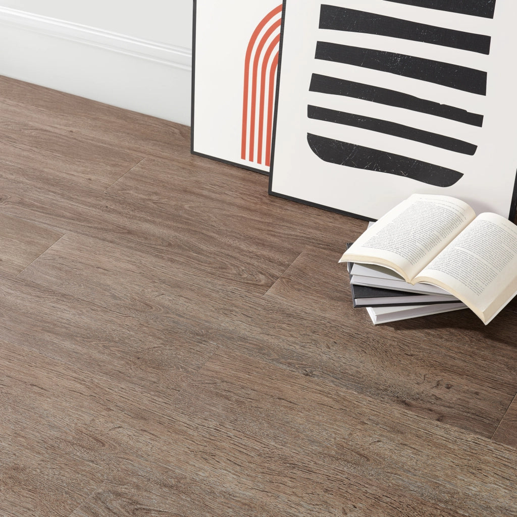 Piastrelle Adesive in PVC (7 listoni = 0,975 m²) Laminato Vinilico Fai da Te Pavimentazione Autoadesiva Rivestimento per Spazi Interni - Rovere Chiaro Medio