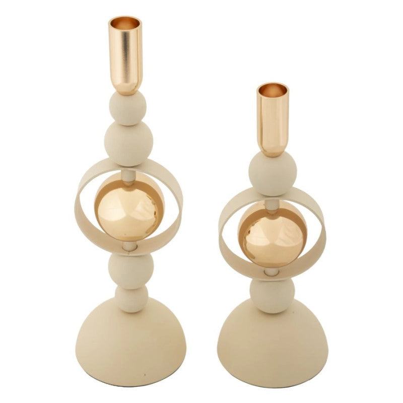 Porta Cand Saturno Crema Set 2 Pz cm ø 10x27-10x33