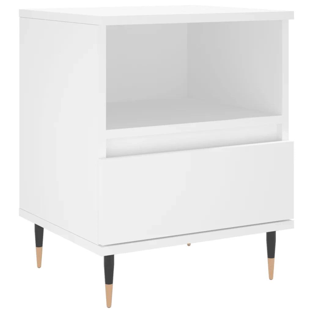 Set di 2 Comodini | Armadio da Notte | Mobiletto da notte Bianchi 40x35x50 cm in Legno Multistrato