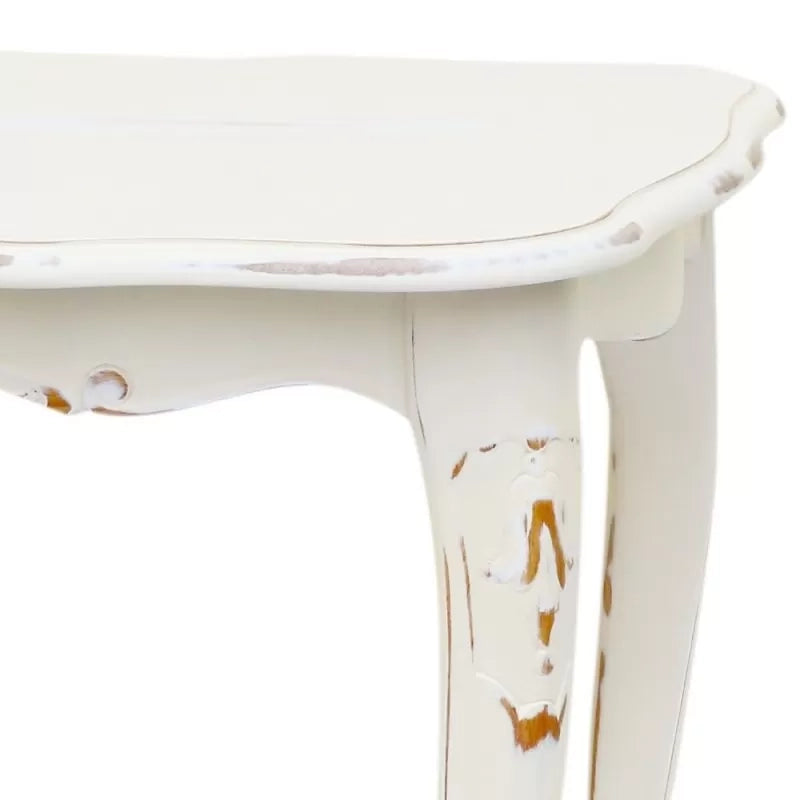 Tavolino rettangolare shabby legno bianco consumato 77x38x46 - Mobili 2G
