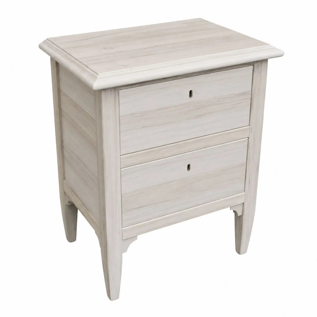 Comodino classico 2 cassetti legno grezzo 51x37x65 (810) - Mobili 2G