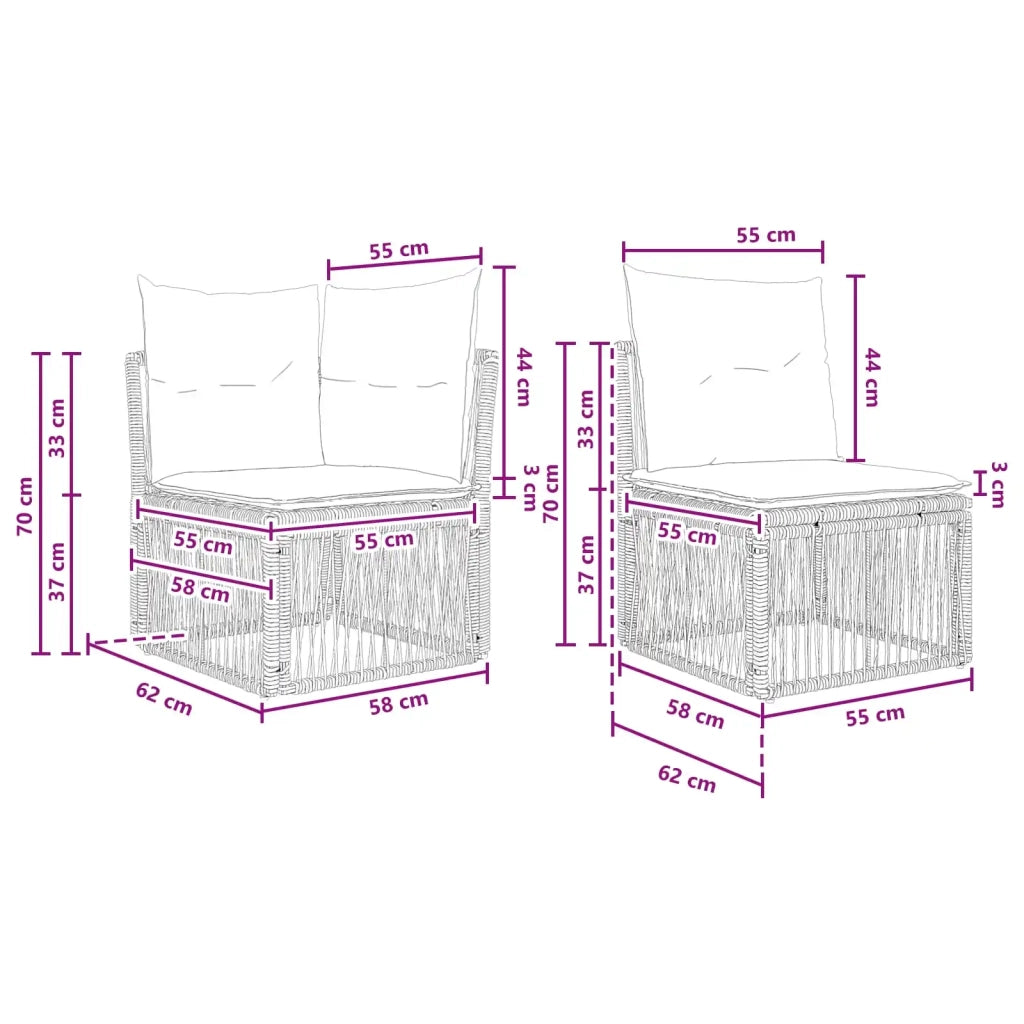 Set Divano da Giardino 3 pz Beige polyrattan 3434124