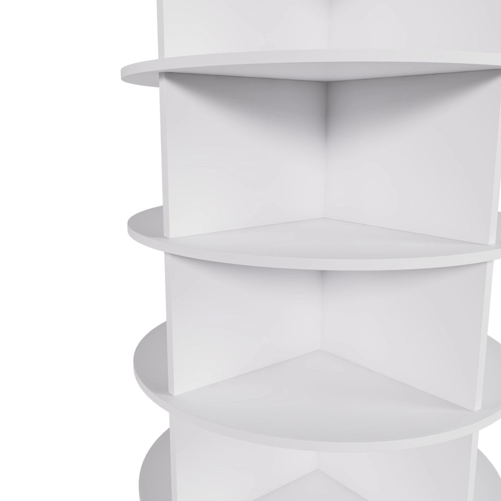 Scarpiera girevole con 8 ripiani per 32 paia di scarpe; in pvc; bianco; per ingresso; 60×60×184 cm