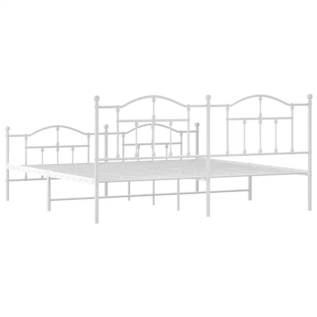 Letto matrimoniale | Letto per adulti | Giroletto con Testiera e Pediera Metallo Bianco 200x200 cm