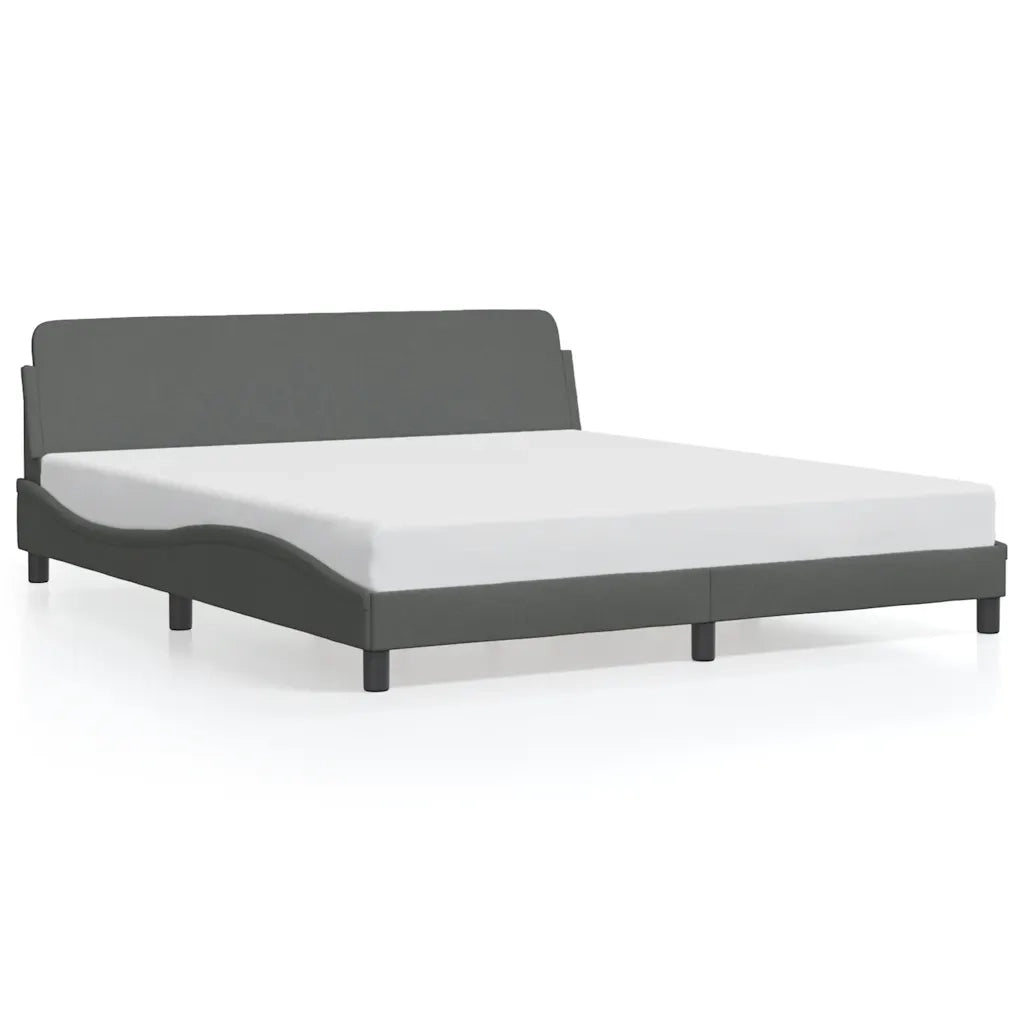 Letto matrimoniale | Letto per adulti | Giroletto Dover Grigio Scuro 180x200 cm Tessuto