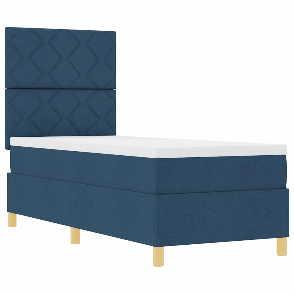 Letto a Sorgente LED con materasso Blu 80 x 200 cm Tessuto