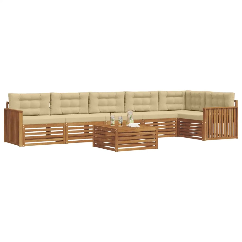 Set di divani da esterno con cuscino 7 pcs Naturale e Beige 3373578