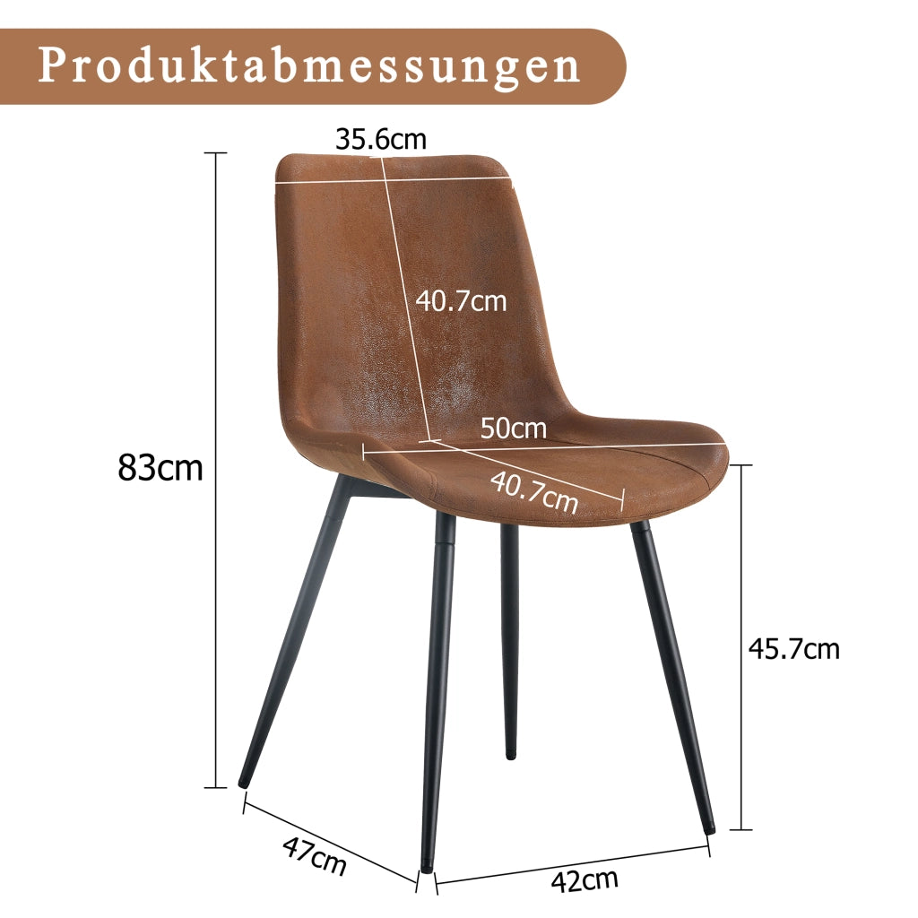 Set di 4 sedie da pranzo marroni in tessuto tecnico traspirante: design moderno con seduta e schienale allargati e piedini in metallo antiscivolo, ide