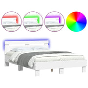 Letto matrimoniale | Letto per adulti | Giroletto con Testiera e LED Bianco 135x190 cm