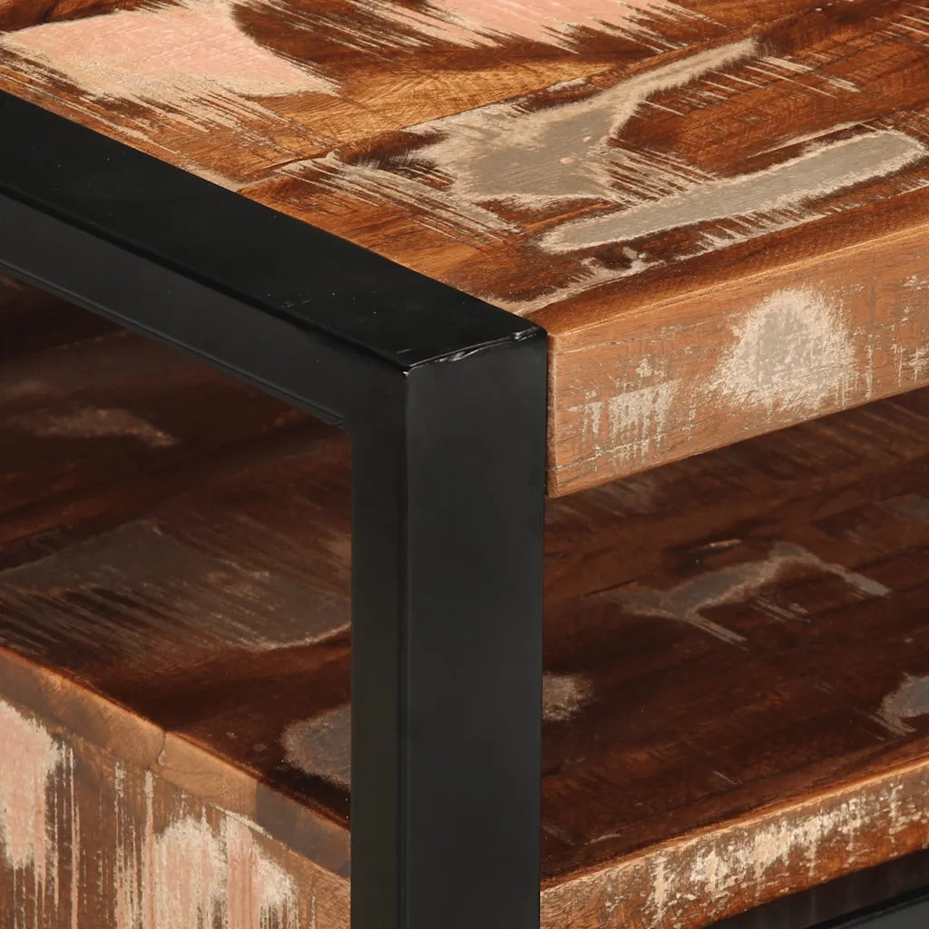 Tavolino Salotto Multicolore 90x50x36cm Legno Massello Recupero 4013558