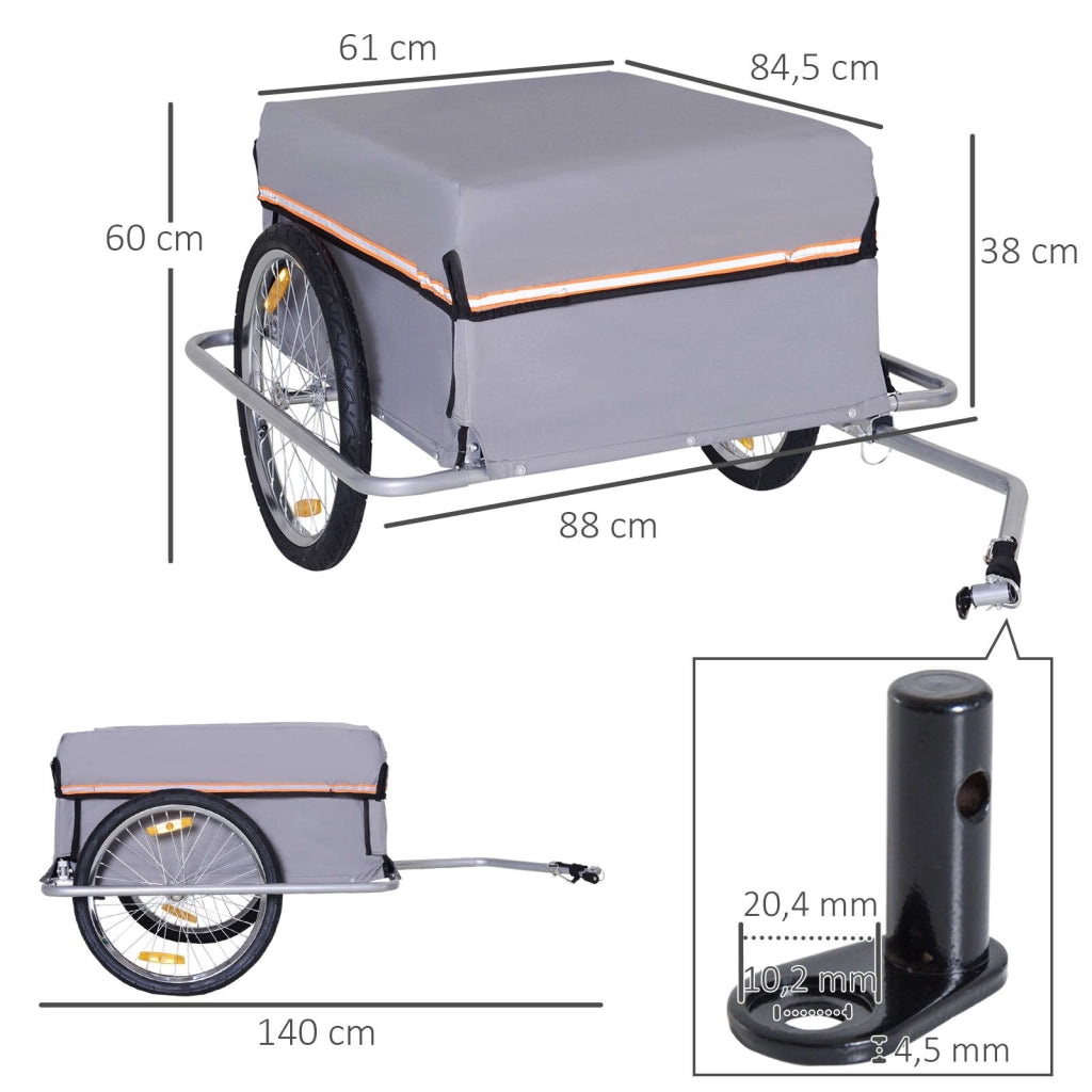 Carrello Trasporto Bici Pieghevole ¨C zephmum ¨C Grigio 140x88x60 cm