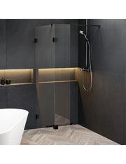 Box doccia walk-in con pieghevole SCANDIC NXT 402 RIHO 160x200 cm con cerniere nere