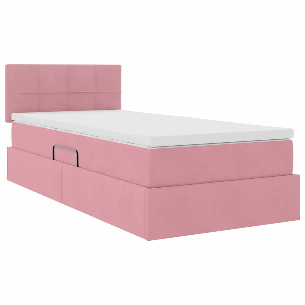 Letto con Contenitore con materasso Rosa 90 x 190 cm Velluto