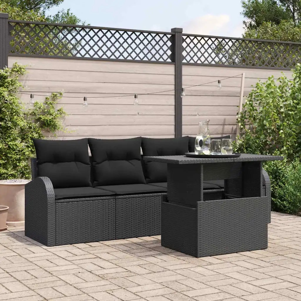 Set Divano da Giardino 5 pcs Nero Rattan in Polipropilene 3357286