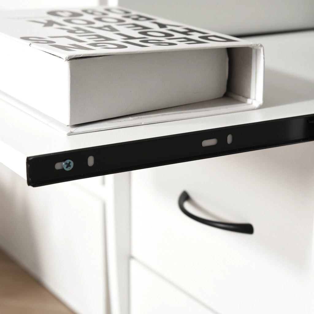 Scrivania per Computer con Ripiano Monitor e 2 Cassetti ¨C Xylo ¨C Bianca 120x55x85 cm