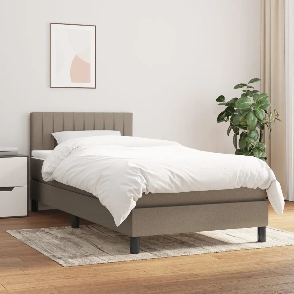 Letto singolo | Letto per adulti | Giroletto a Molle con Materasso Tortora 90x190 cm in Tessuto