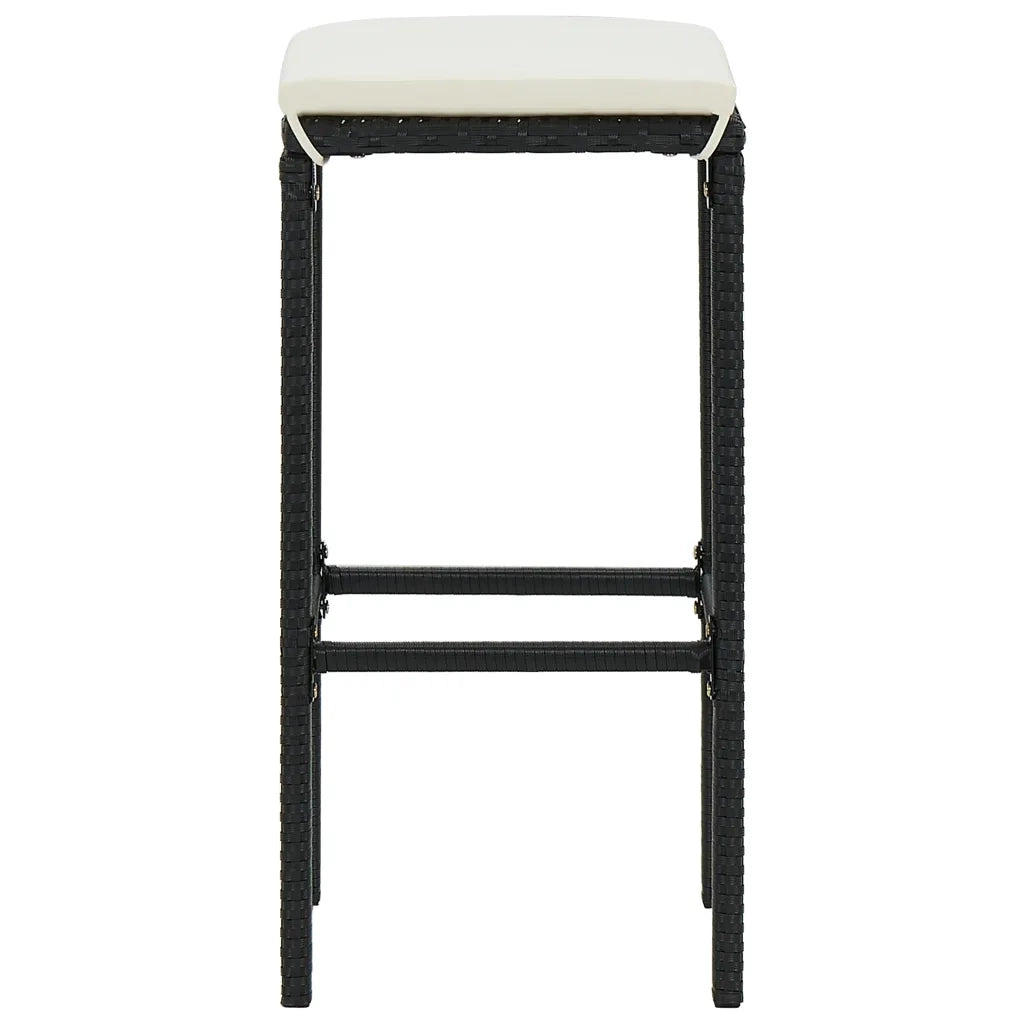 Set Bar da Giardino 3 pz con Cuscini Polyrattan Nero 3064775